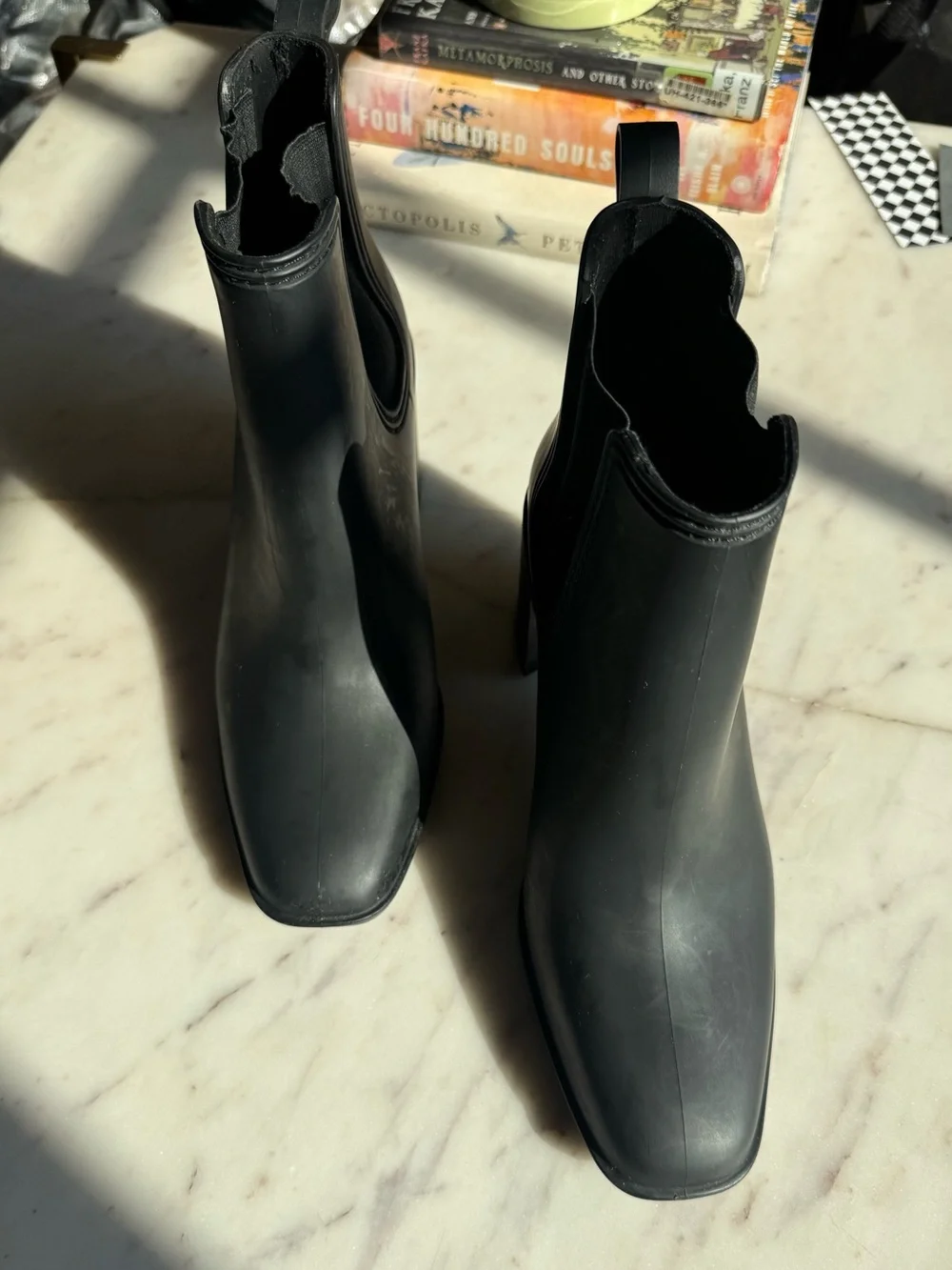 Jeffrey Campbell Matte Black Chelsea Rain Boots, Size 10